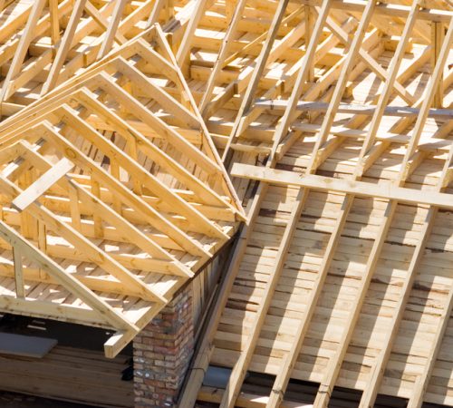 wooden frame of new roof